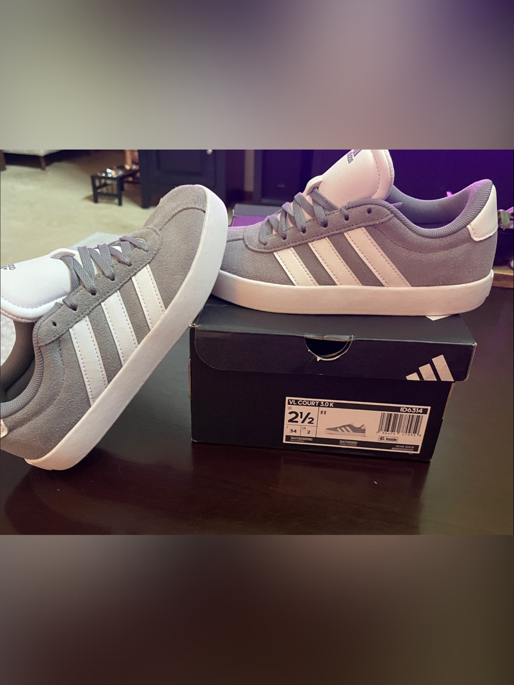 adidas Gray and White Suede Low-Top Sneakers
